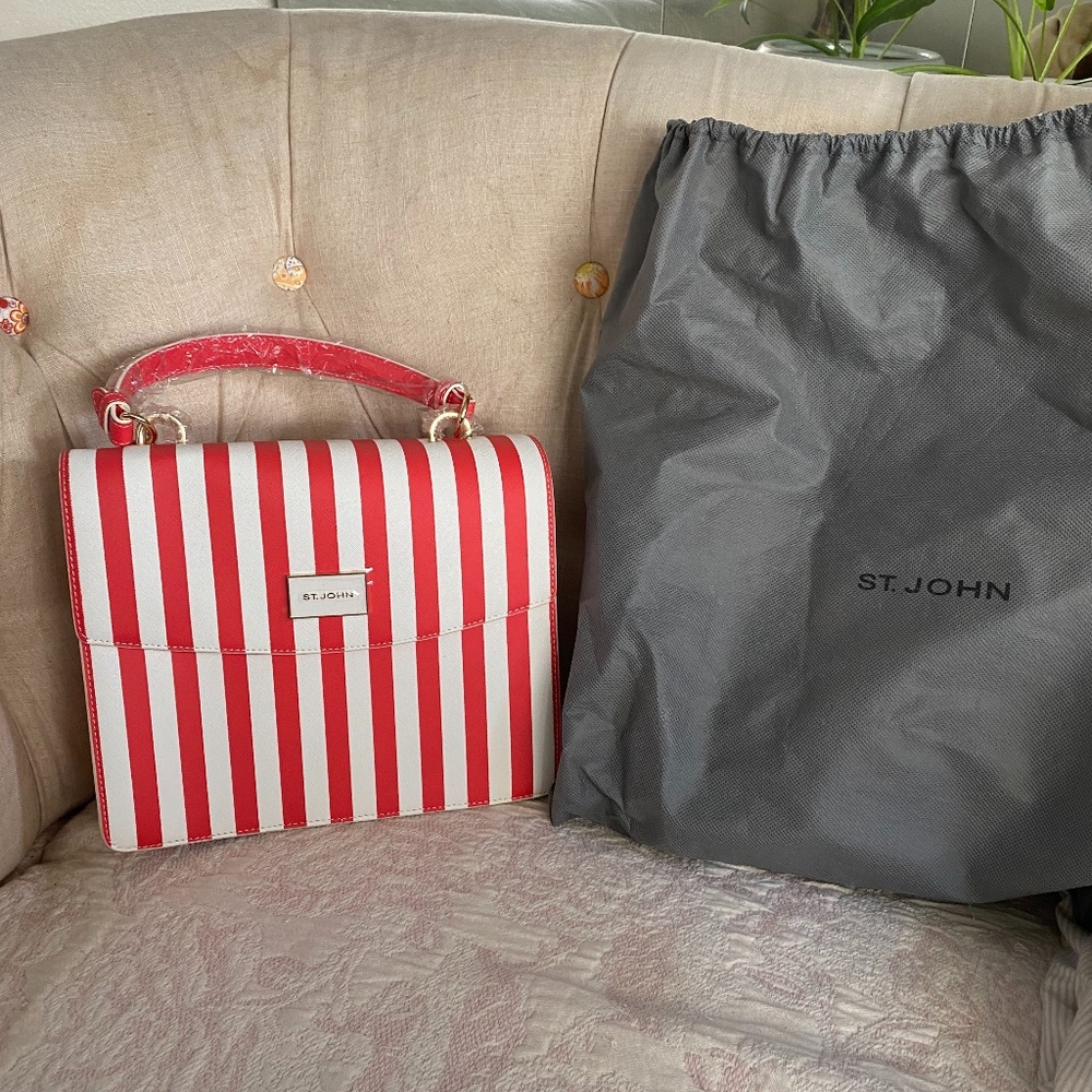 St. John Red & White Stripe Purse